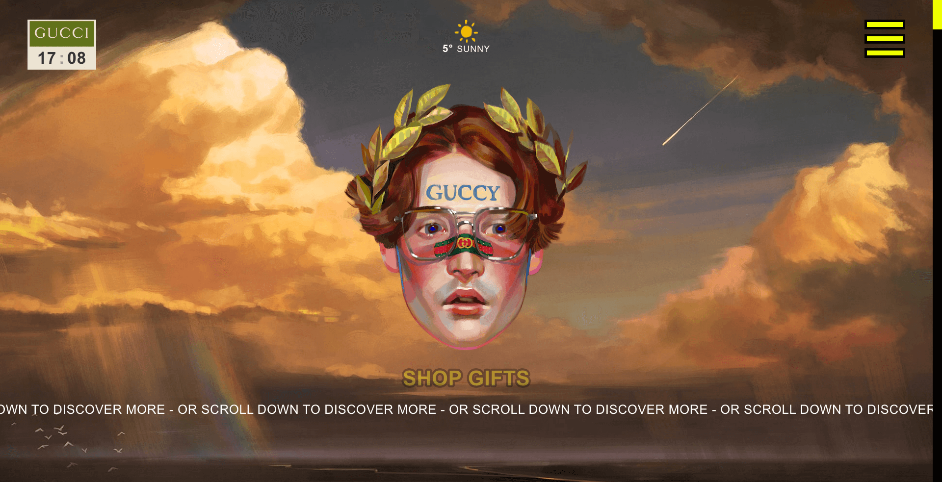 Gucci Gift Website A screenshot of the Gucci Gift Website